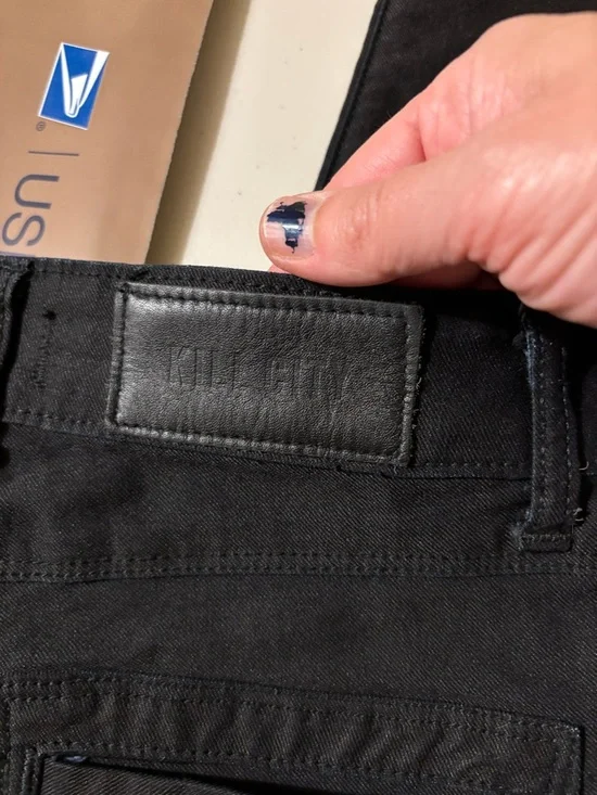 Kill City Women's Black Super Skinny Junkie Jeans Size 27 Front Zip Ankle Grunge - Picture 6 of 13